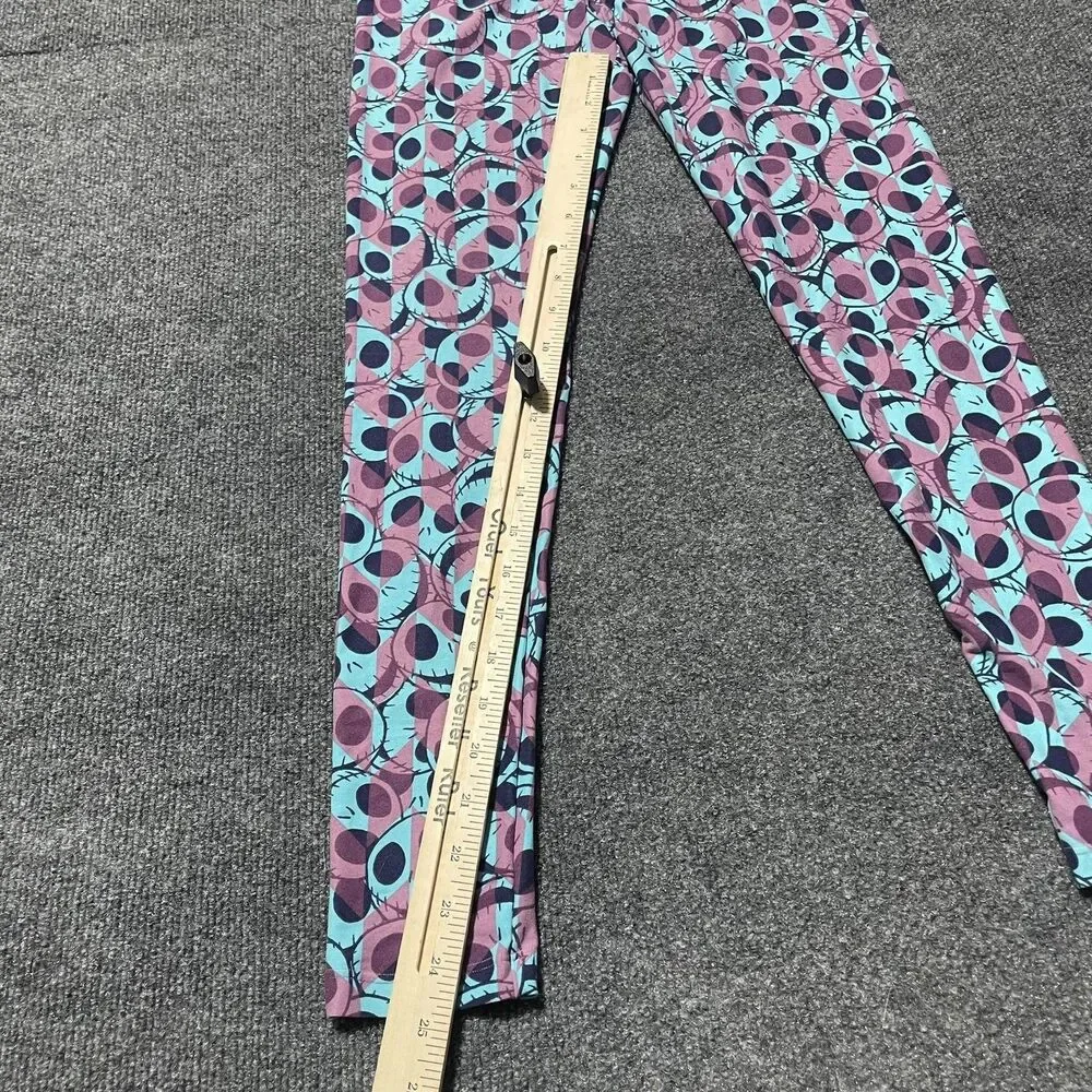 LuLaRoe Leggings Girls One Size 15-4 Purple Blue Soft Stretch Jack Skellington